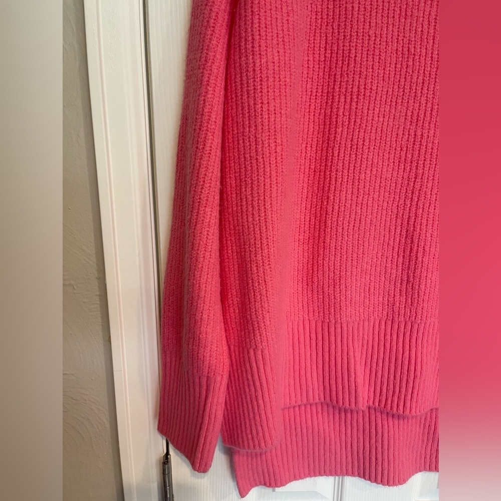 Vici Oversized Chunky Soft Hot Pink Turtleneck Knit Sweater - Picture 7 of 8